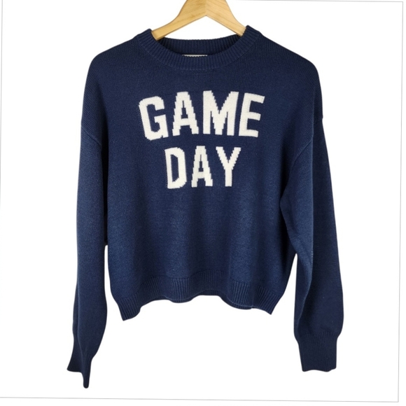 Vintage Jessica Simpson Game Day Sweater Pullover Navy Blue Size Medium - Picture 3 of 10
